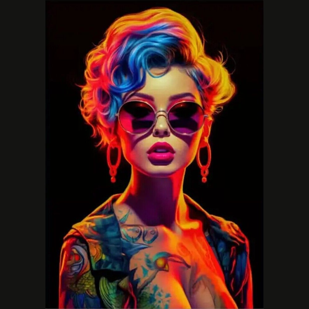 Beautiful Tattoo Girl Vibrant Artistic Canvas Print 12" X 16" Art:Art Prints Style Your Walls